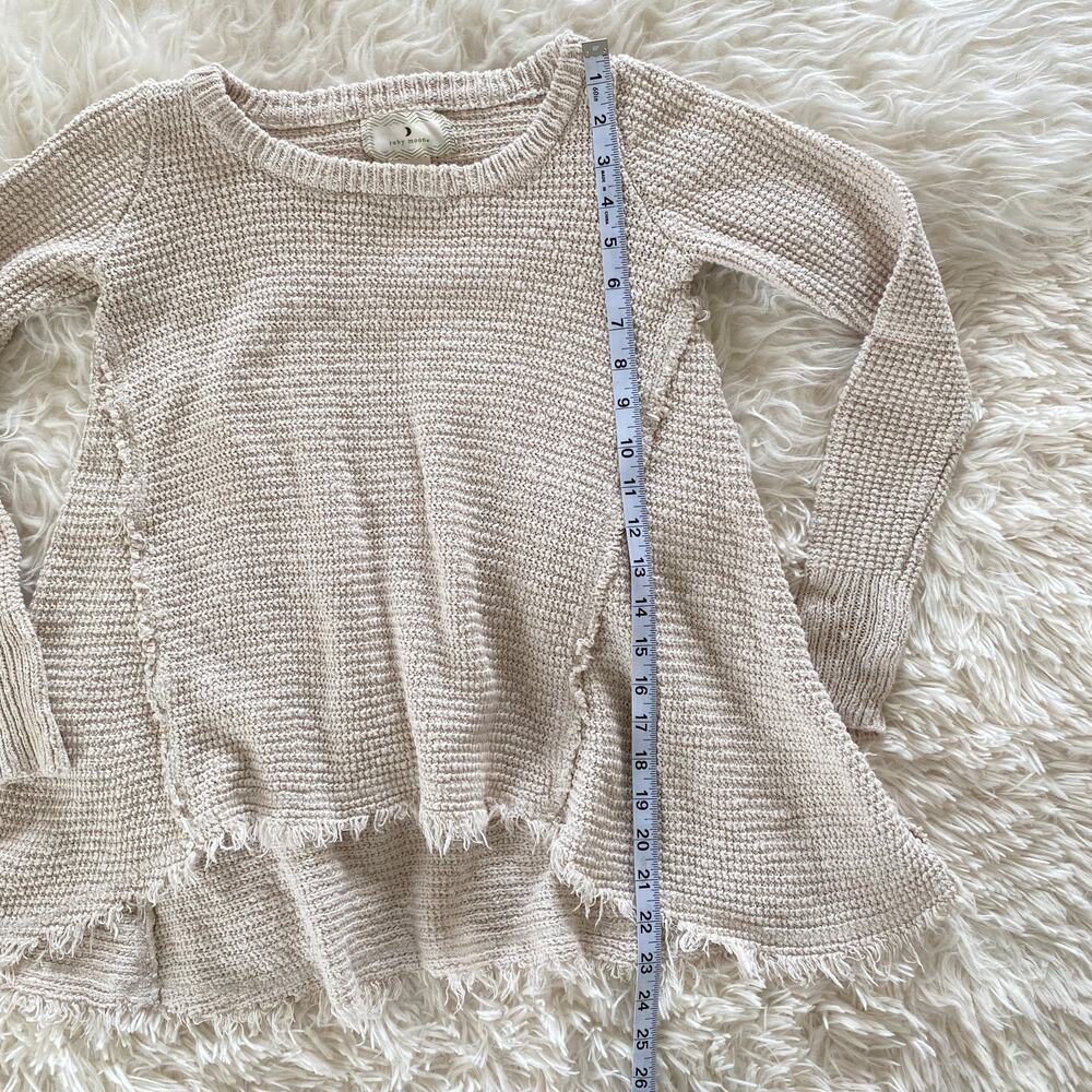 Ruby Moon Distressed Cream Fringe Sweater, Size Xs - image 6